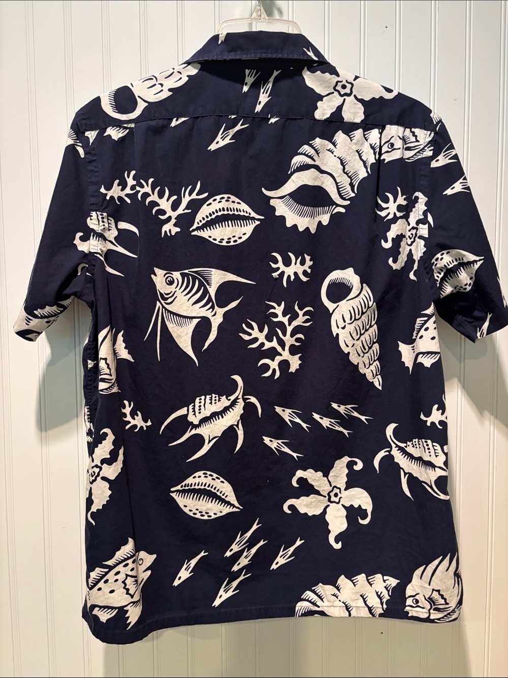 Polo by Ralph Lauren Navy Short Sleeve Hawaiian Style w/Reef Life Print Shirt L - Picture 3 of 4